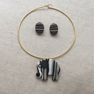 Elephant necklace and matching earrings